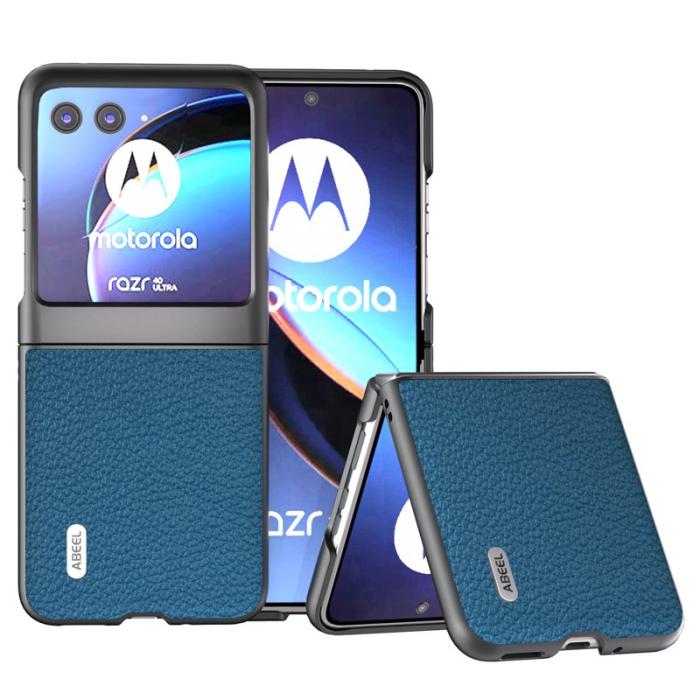 ABEEL - ABEEL Mobilskal till Motorola Razr 40 Ultra 5G i Äkta Läder - Blå