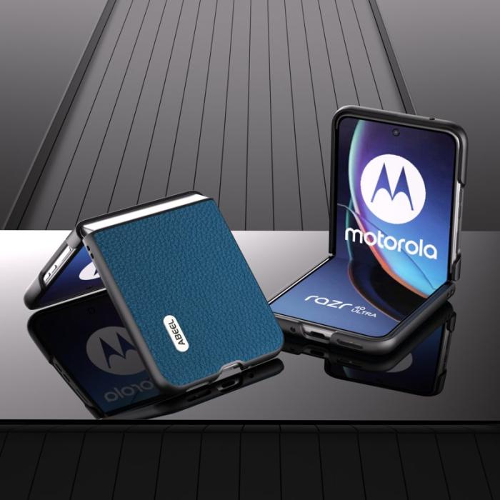 ABEEL - ABEEL Mobilskal till Motorola Razr 40 Ultra 5G i Äkta Läder - Blå