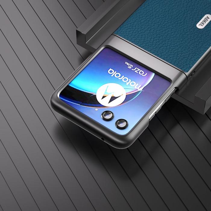ABEEL - ABEEL Mobilskal till Motorola Razr 40 Ultra 5G i Äkta Läder - Blå
