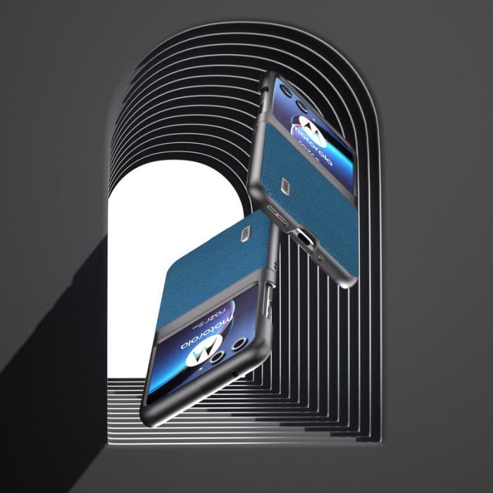 ABEEL - ABEEL Mobilskal till Motorola Razr 40 Ultra 5G i Äkta Läder - Blå