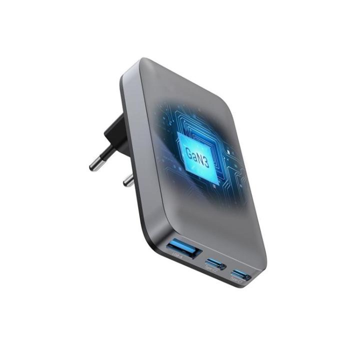 Forcell - Forcell Snabbladdare 65W 2 x USB-C - USB-A GaN PD QC4.0 Grå