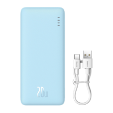 BASEUS - Baseus Powerbank 20000 mAh 20W Med USB-A Till USB-C Kabel - Bl&aring;