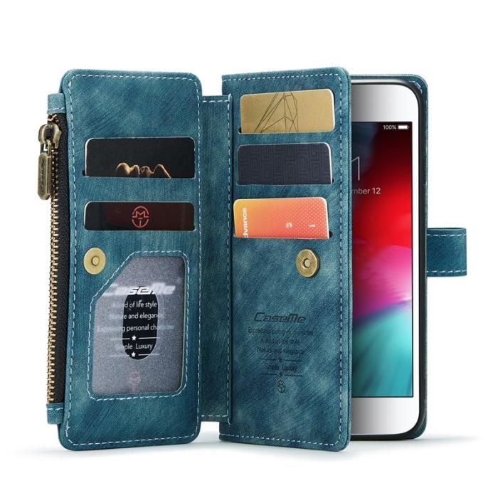 Caseme - CASEME Konstläder Plånboksfodral för iPhone SE/8/7/6 med rem - Grön