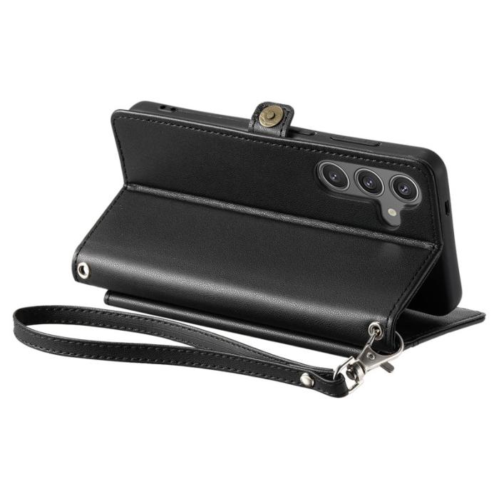OEM - Samsung Galaxy S26/S26 Pro Plånboksfodral Konstläder Med Handrem - Svart