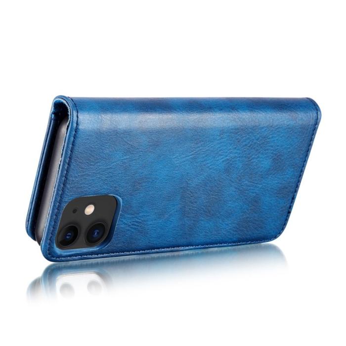 DG.MING - DG.MING iPhone 11 Plånboksfodral i Blått - Stötbeständig Äkta läder Wallet