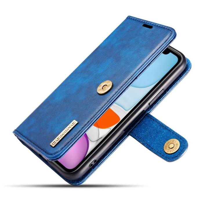 DG.MING - DG.MING iPhone 11 Plånboksfodral i Blått - Stötbeständig Äkta läder Wallet