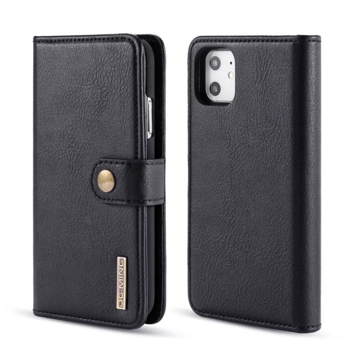 DG.MING - DG.MING iPhone 11 Plånboksfodral Äkta läder med ställ - Svart
