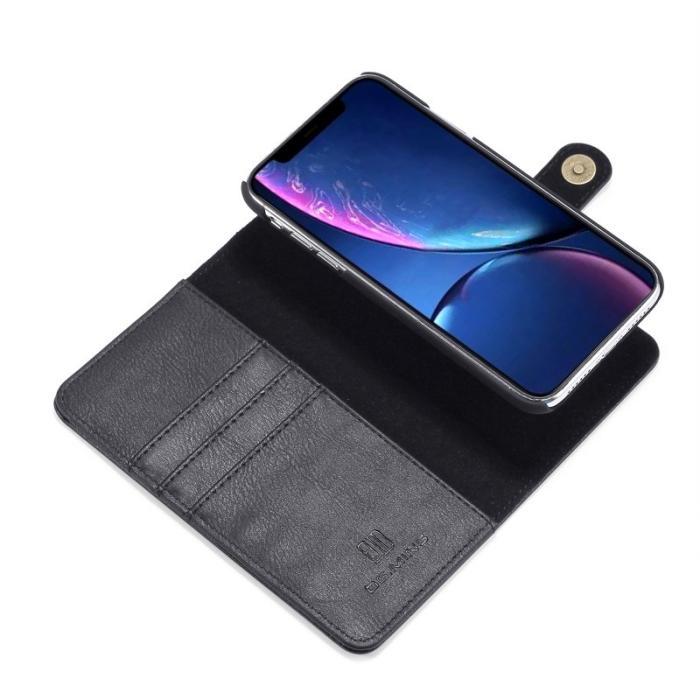 DG.MING - DG.MING iPhone 11 Plånboksfodral Äkta läder med ställ - Svart
