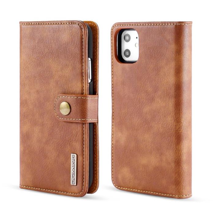 DG.MING - DG.MING iPhone 11 Plånboksfodral i Äkta läder- Anti-fingeravtryck Brun