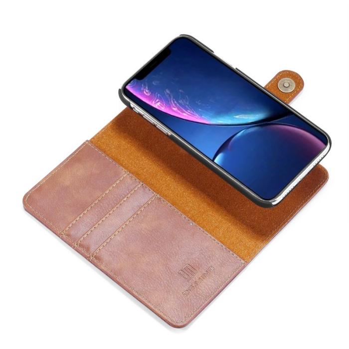 DG.MING - DG.MING iPhone 11 Plånboksfodral i Äkta läder- Anti-fingeravtryck Brun