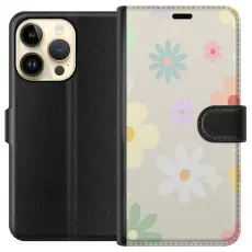 Gustaf - Pl&aring;nboksfodral till Apple iPhone 15 Pro med fejdande blommor