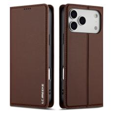 LC.imeeke - LC.IMEEKE L1 Series iPhone 17 Pro Pl&aring;nboksfodral Konstl&auml;der - Brun