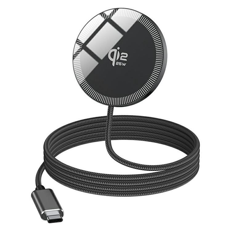 Qi2 MagSafe Trådlös Laddare iPhone 25W Snabbladdningsplatta Q12 - Svart | 505295 | AlltMobil