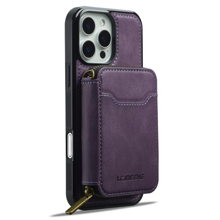 LC.imeeke - LC.IMEEKE L6 iPhone 16 Pro Plånboksfodral Konstläder - Lila