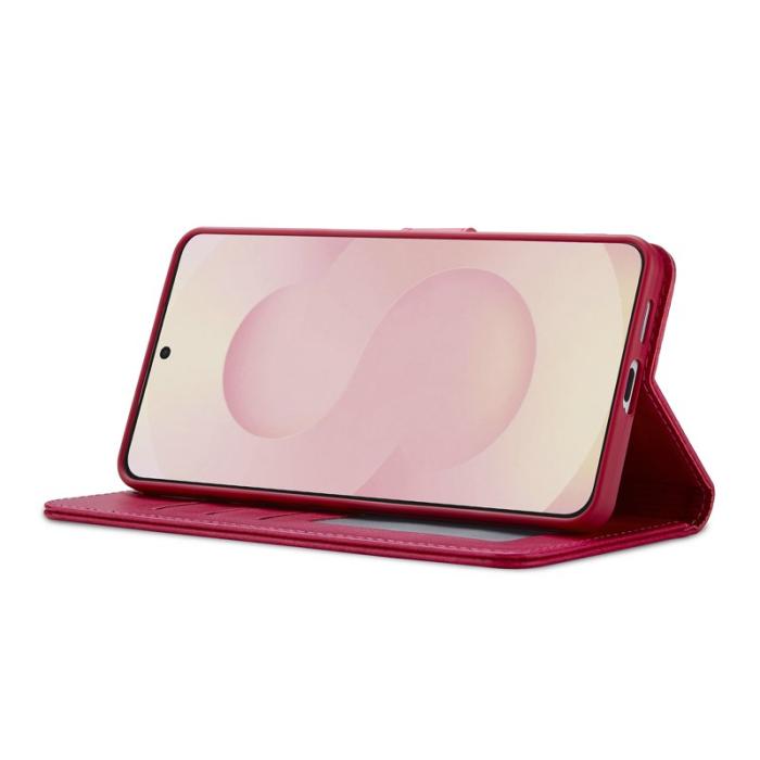 LC.imeeke - LC.IMEEKE Samsung Galaxy S25 Edge Plånboksfodral Konstläder - Rosa