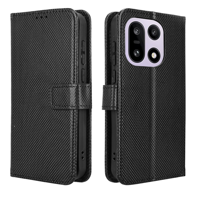 OnePlus 15 Plånboksfodral Strap Diamond Texture Konstläder (Svart) | 2353 | AlltMobil