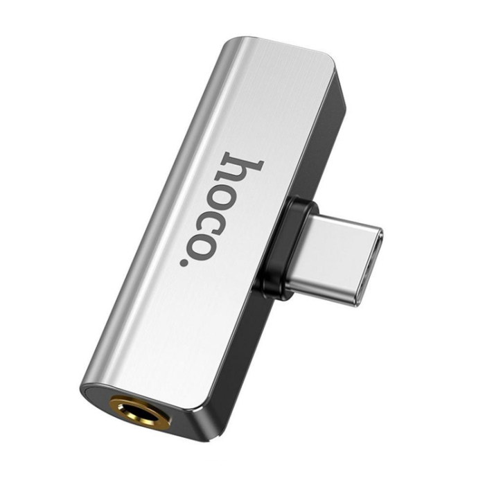 Hoco - HOCO ljudomvandlare LS26 USB-C Jack 3,5mm + USB-C silver