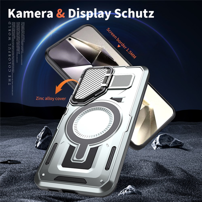 A-One Brand - Galaxy S25/S24 Mobilskal MagSafe Kickstand - Silver