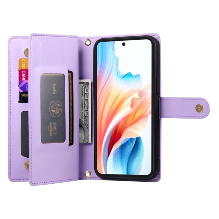 OEM - Samsung Galaxy S26 Fodral Dragkedja Äkta Läder - Lila