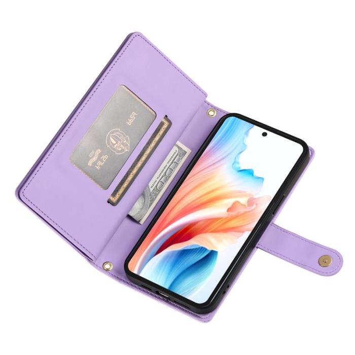 OEM - Samsung Galaxy S26 Fodral Dragkedja Äkta Läder - Lila