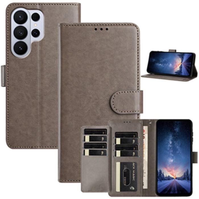 OEM - Samsung Galaxy S26 Ultra Fodral PU Läder Folio Flip - Grå