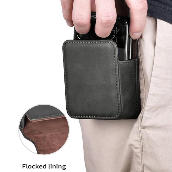 PULOKA - PULOKA Galaxy Z Flip 6/Z Flip 5 Bältesväskor Holster Vertical - Brun