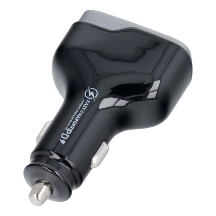 OEM - Billaddare USB-C USB QC/2x USB-C - Svart