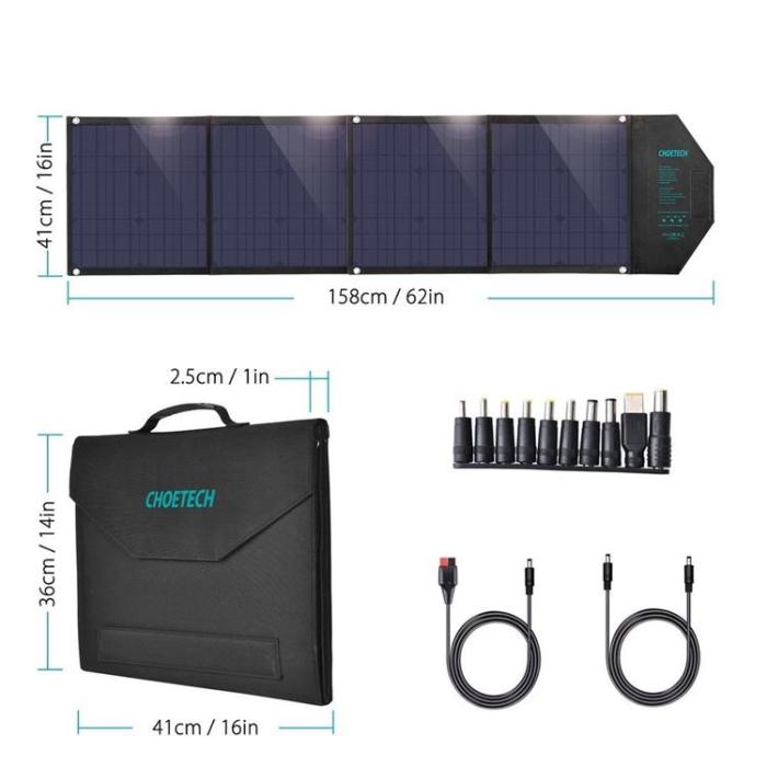 Choetech - Choetech Foldable 2x USB Till Typ-C Solladdare 80W - Svart