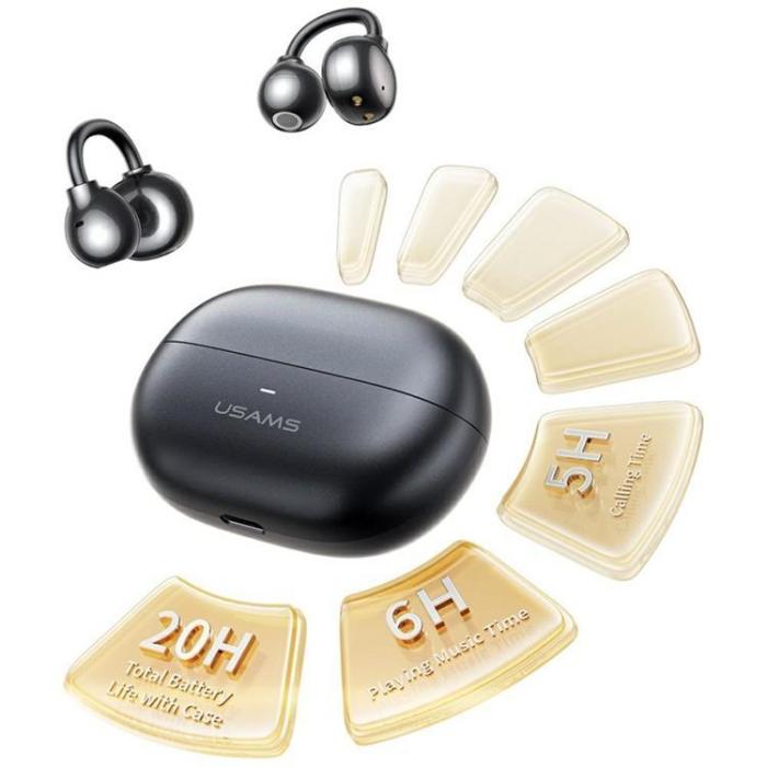 USAMS - USAMS In-Ear Hörlurar Bluetooth Clip-on Echo R02 - Grå