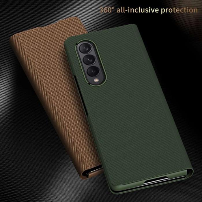 A-One Brand - Galaxy Z Fold 4 Fodral Kevlar Texture Folio Flip - Brun