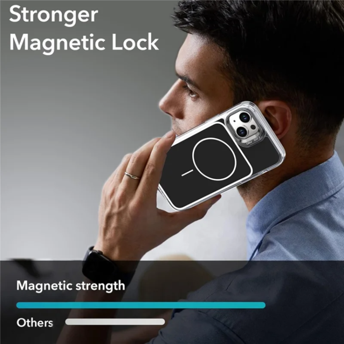 A-One Brand - iPhone 15 Mobilskal MagSafe Lens Kickstand med Handrem