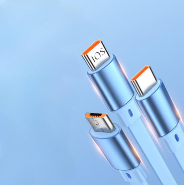 A-One Brand - 3in1 USB-A till USB-C, Lightning, microUSB kabel 100W 1.2m