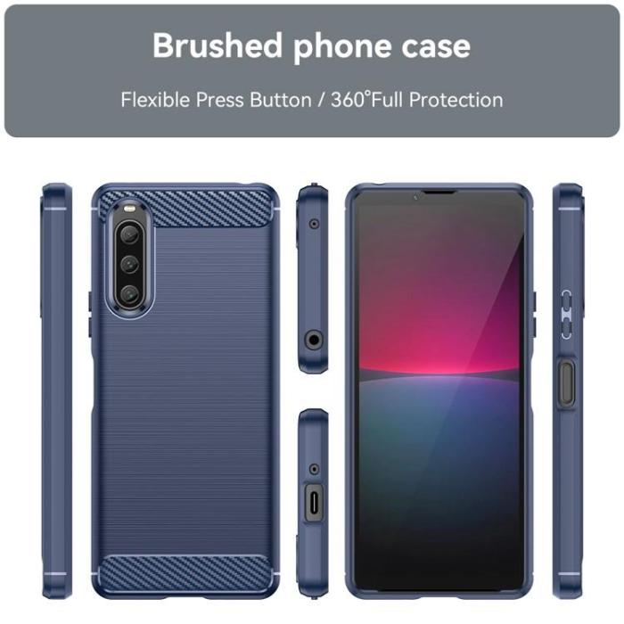 OEM - Sony Xperia 10 V Mobilskal Carbon Fiber - Blå
