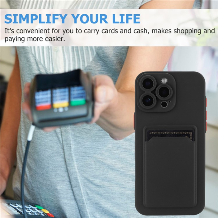 A-One Brand - iPhone 16 Pro Max Mobilskal Korthållare TPU - Svart