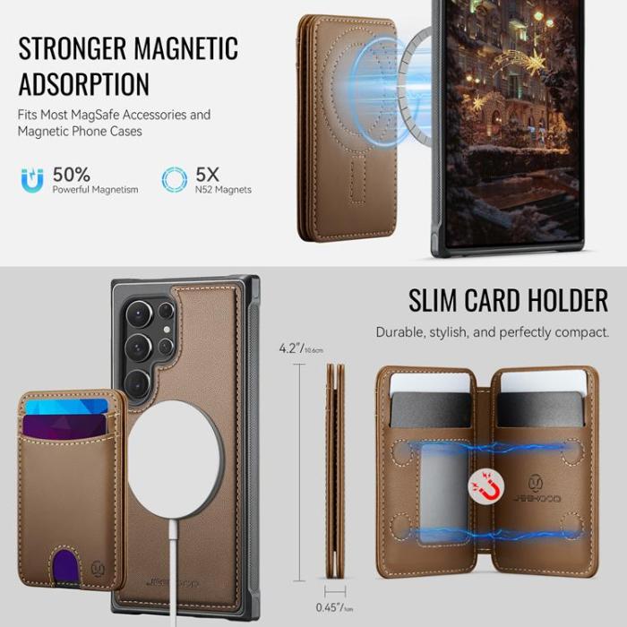 OEM - JEEHOOD Samsung Galaxy S22 Ultra 5G Fodral KonstLäder - Brun