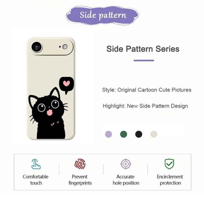 A-One Brand - iPhone Air Mobilskal Love Black Cat Pattern - Lila