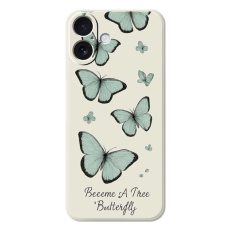 A-One Brand - iPhone 17 Mobilskal Grön Butterfly Pattern TPU - Beige