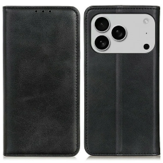A-One Brand - iPhone 17 Pro Max Plånboksfodral Äkta läder - Svart