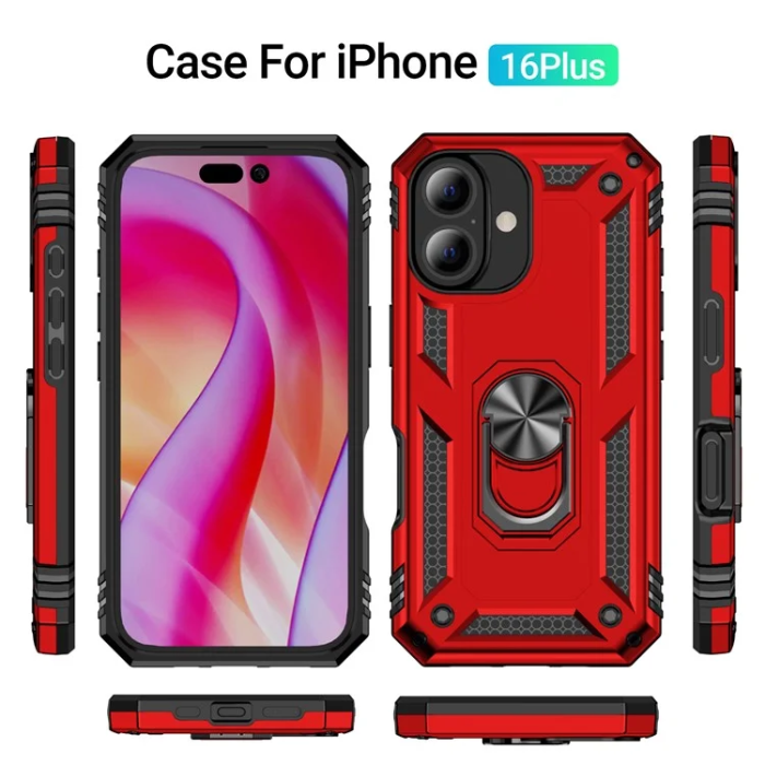 A-One Brand - iPhone 16 Plus Mobilskal med Kickstand - Röd