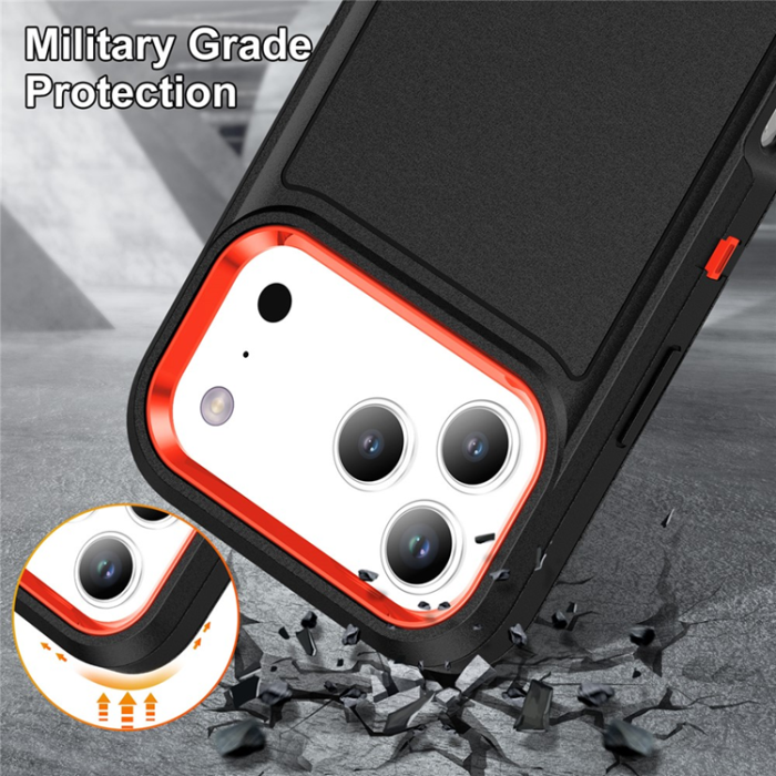 A-One Brand - iPhone 17 Pro Max Mobilskal Kickstand Silikon - Svart/Orange
