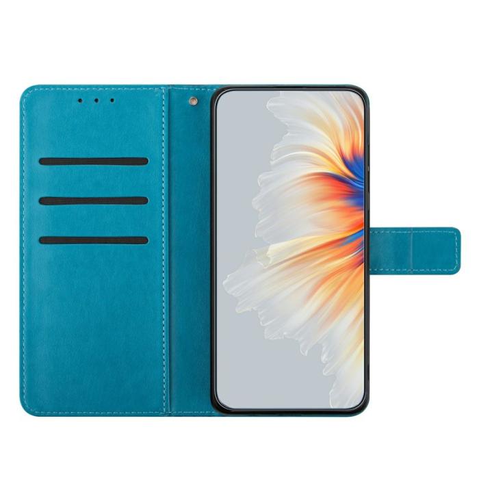 OEM - Samsung Galaxy S26 Ultra Skal Äkta Läder Mandala Mönster - Blå