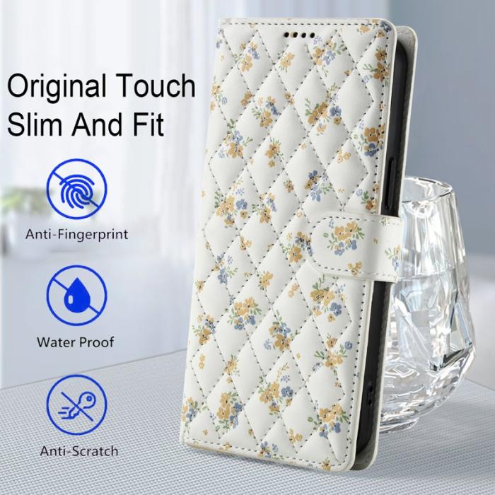 OEM - Samsung Galaxy S26 Plus Plånboksfodral Rhombic Blommönster Konstläder - A5