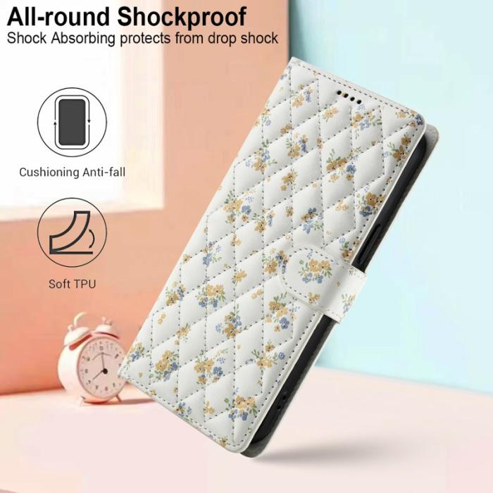 OEM - Samsung Galaxy S26 Plus Plånboksfodral Rhombic Blommönster Konstläder - A5