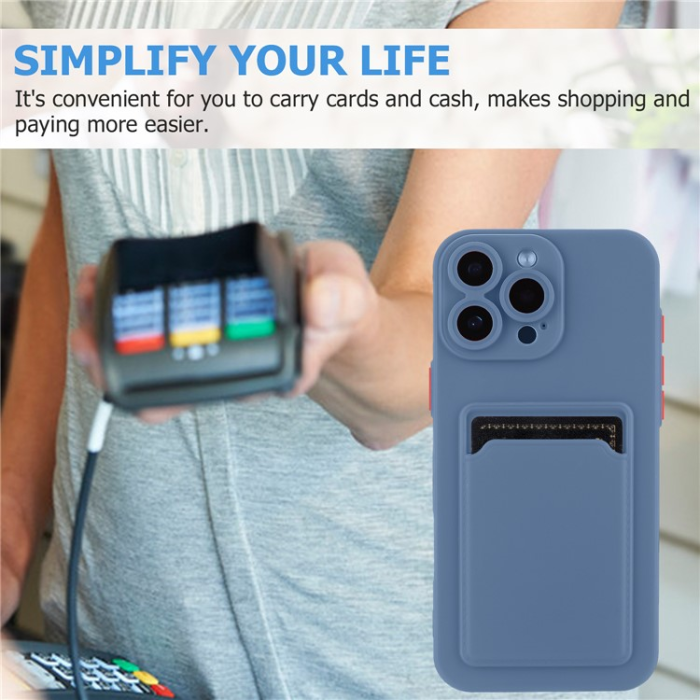 A-One Brand - iPhone 16 Pro Max Mobilskal Korthållare TPU - Gråblå