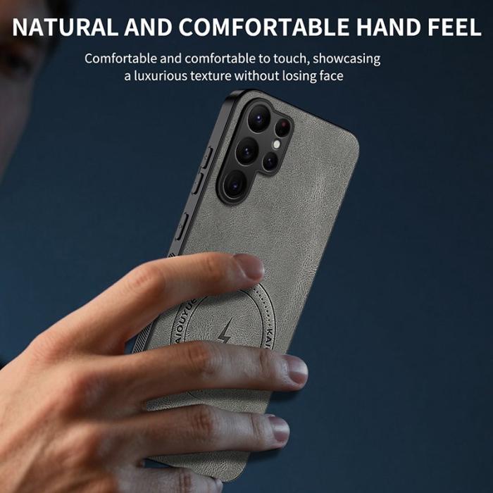 WANLONFENG - WANLONFENG Samsung Galaxy S26 Ultra Skal Nappa Textur PC TPU - Brun