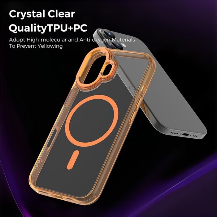 A-One Brand - iPhone 17 Mobilskal MagSafe Transparent TPU+PC - Orange