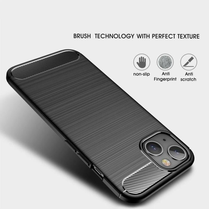 OEM - iPhone 14 Skal Carbon Fiber Texture - Svart