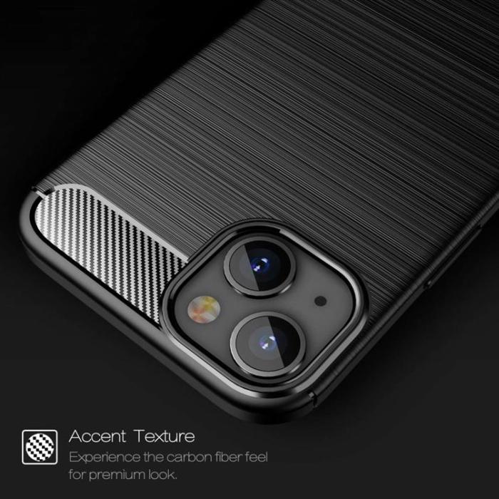 OEM - iPhone 14 Skal Carbon Fiber Texture - Svart
