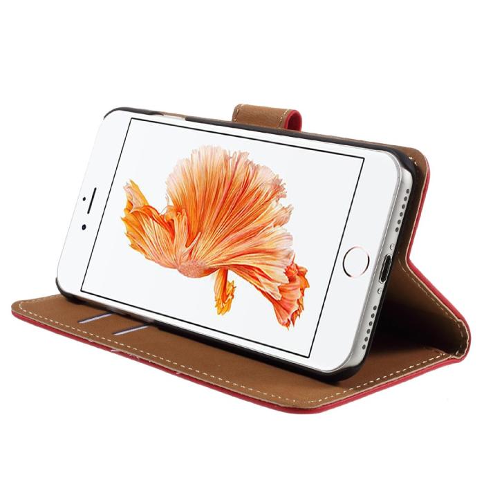 UTGATT5 - Plånboksfodral av läder till iPhone 8/7 - Röd