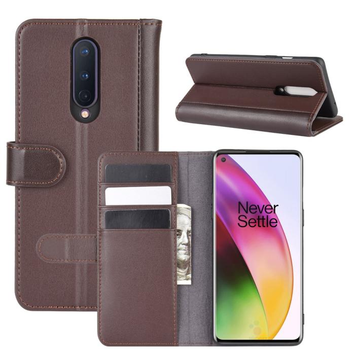 OEM - Äkta Läder Plånboksfodral OnePlus 8 - Brun